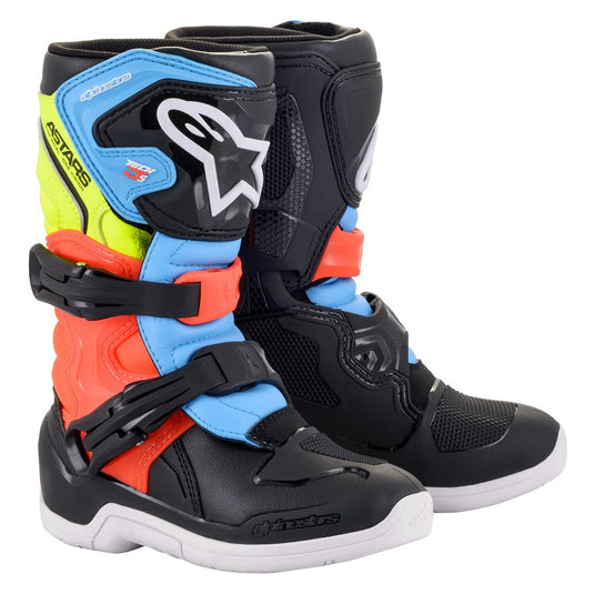 Alpinestars Tech-3S Kids MX Boots Black/Yellow Fluoro/Red Fluoro