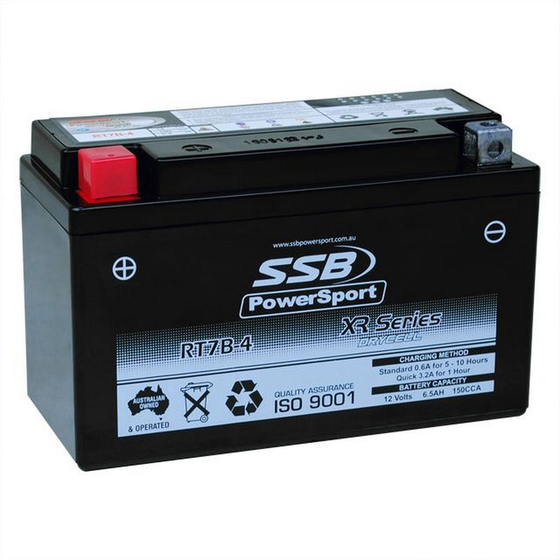 Load image into Gallery viewer, MOTORCYCLE AND POWERSPORTS BATTERY (YT7B-4) AGM 12V 6AH 150CCA BY SSB HIGH PERFORMANCE
