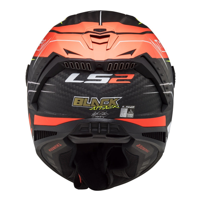 Load image into Gallery viewer, LS2 FF805C Thunder Carbon Attack - Matte Red / Hi-Vis Yellow 06
