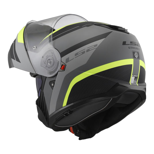 LS2 FF908 Strobe II Monza Flip Front Helmets - Matte Black / Hi-Vis Yellow 06