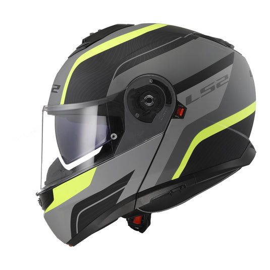 LS2 FF908 Strobe II Monza Flip Front Helmets - Matte Black / Hi-Vis Yellow 06