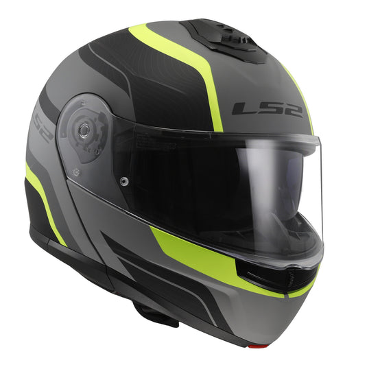 LS2 FF908 Strobe II Monza Flip Front Helmets - Matte Black / Hi-Vis Yellow 06