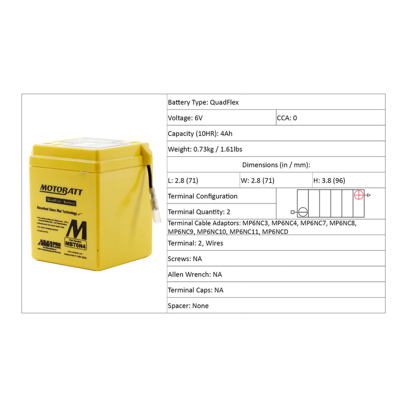 Load image into Gallery viewer, Motobatt Battery Quadflex AGM - MBT6N4

