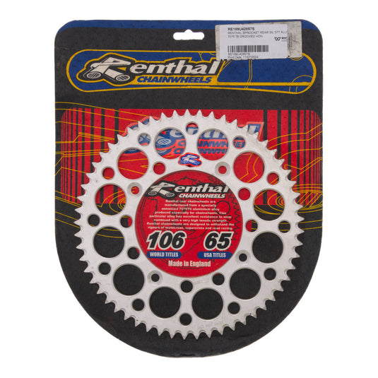 Renthal Sprocket Rear Silver 57t Alloy 7075 T6 Grooved Honda
