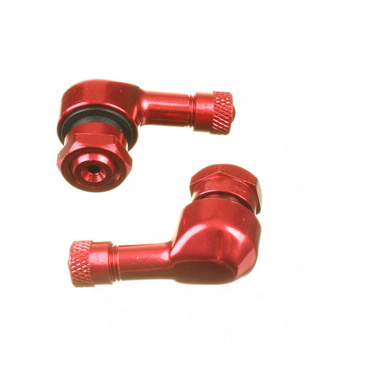 WHITES 90 DEGREE ALLOY VALVES 11.3MM (JAP) - RED (PAIR)