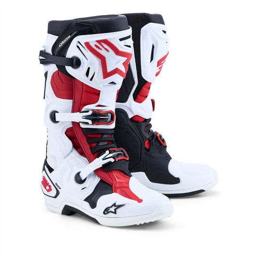 Alpinestars Tech-10 MX Boots White/Black/Bright Red