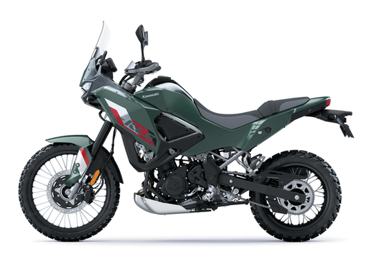 Green 2026 Kawasaki KLE500 SE (LAMS) motorcycle on a white background
