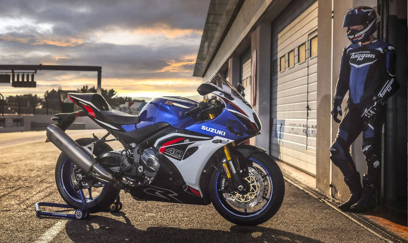 Load image into Gallery viewer, 2027 Suzuki GSX-R 1000 R 40th Anniversary Edition - Pearl Vigor Blue/Pearl Tech White
